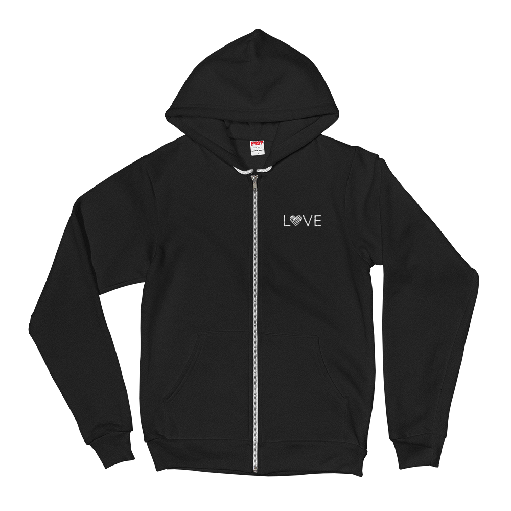 Zippered Hoodie Sweatshirt (LOVE - embroidered design)