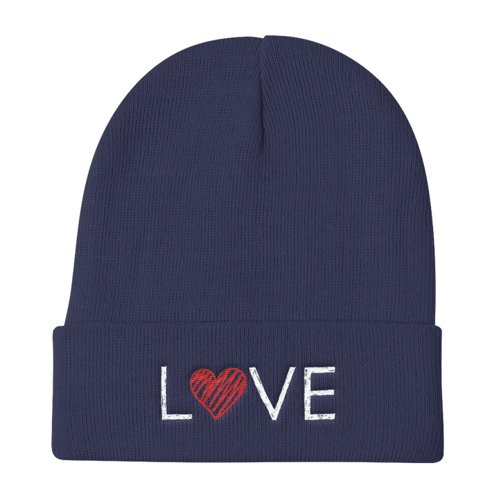 Knit Beanie (LOVE - red heart)