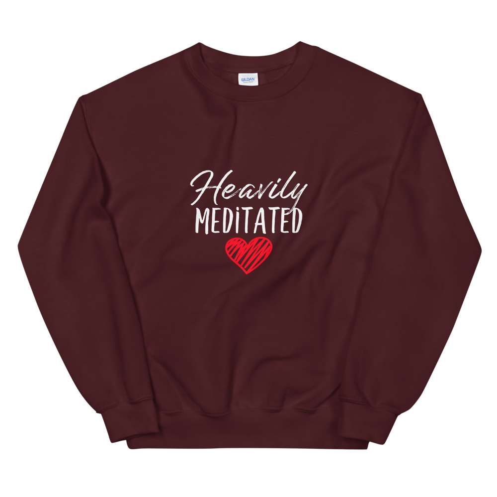 Unisex Heavy Blend Crewneck Sweatshirt (Heavily Meditated - red heart)