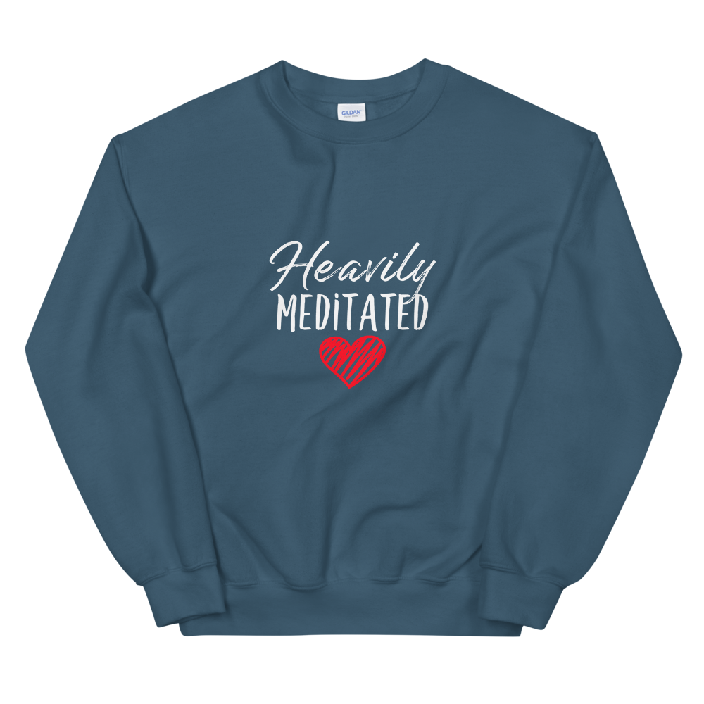 Unisex Heavy Blend Crewneck Sweatshirt (Heavily Meditated - red heart)