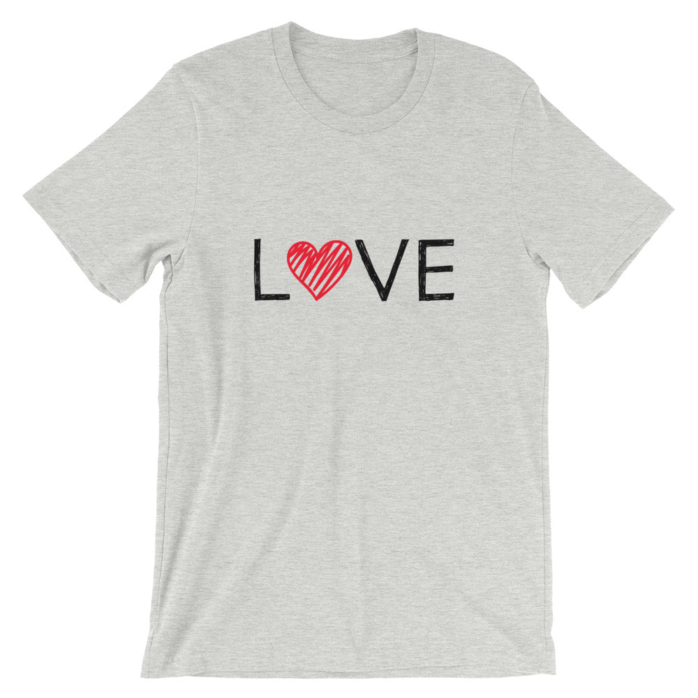 Short-Sleeve Unisex T-Shirt (LOVE - red heart)