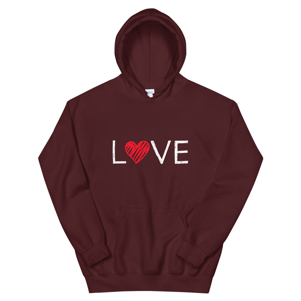 Hooded Sweatshirt (LOVE - red heart)